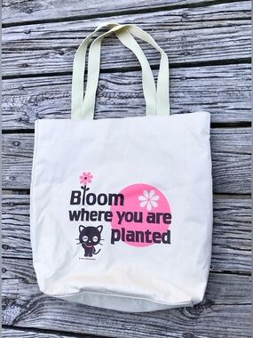 2002 SANRIO Chococat Large Canvas Hidden Pocket Bloom Where You Are Planted Bag